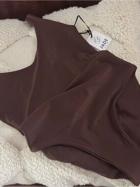 Jade Swim Brown Scoop-Back One-Piece Swimsuit
